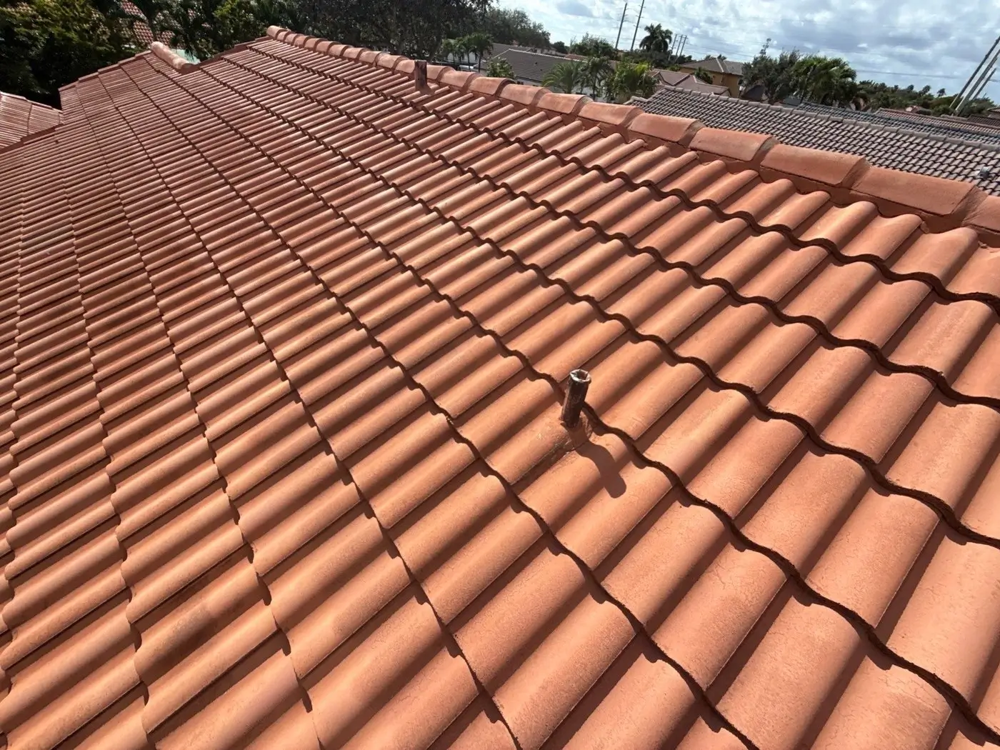 Spanish tile roof installed by 4ever Roofing in East Hialeah